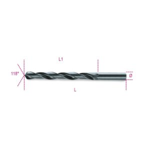 Wiertła kręte cylindryczne, krótkie, walcowane, HSS Beta - 410 0,50