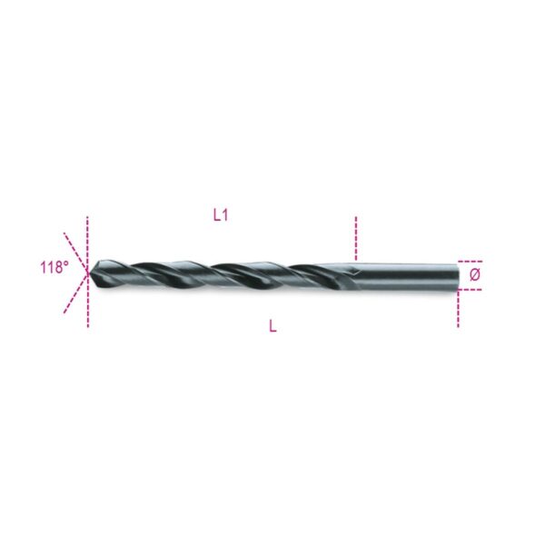 Wiertła kręte cylindryczne, krótkie, walcowane, HSS Beta - 410 0,50
