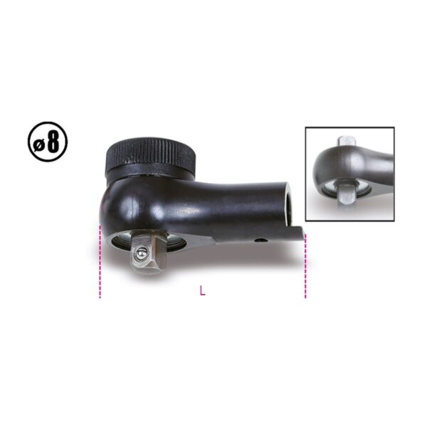 Głowica z dwukierunkowym mechanizmem zapadkowym do pokręteł dynamometrycznych model 604B/5 i 604B/10, zabierak 8 mm Beta - 611