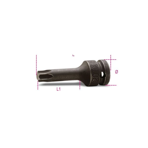 Nasadki udarowe z końcówką trzpieniową, profil Torx® Beta - 720TX 30