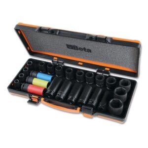 Komplet 24 nasadek udarowych, gniazdo 1/2", fosforanowanych, w pudełku metalowym Beta - 720/C24