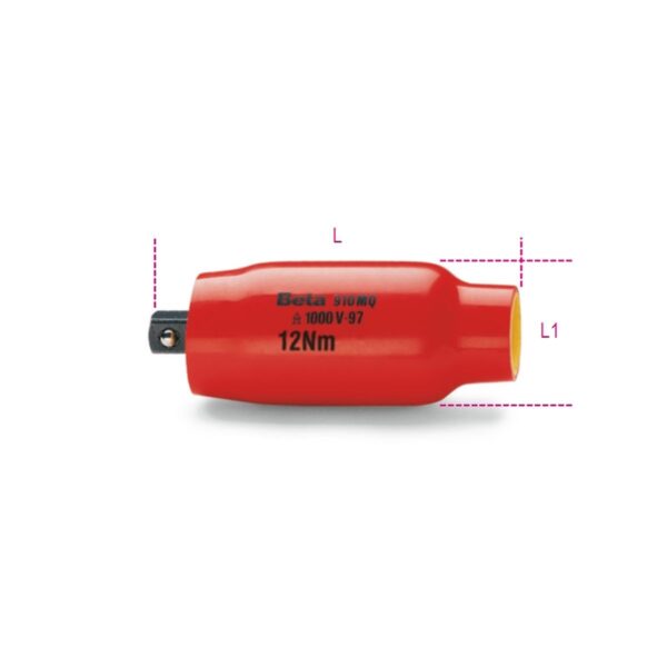 Łącznik z ogranicznikiem momentu z gniazdem 3/8", w izolacji do 1000V Beta - 910MQ/PT 12