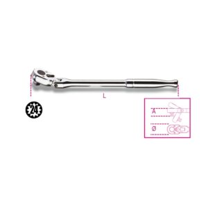 Pokrętło z dwukierunkowym mechanizmem zapadkowym, z przegubem, z metalową rękojeścią Beta - 910M/56
