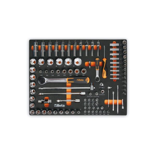 Zestaw nasadek 1/4" i 1/2" długich w piankowym wkładzie profilowanym Beta - MM100