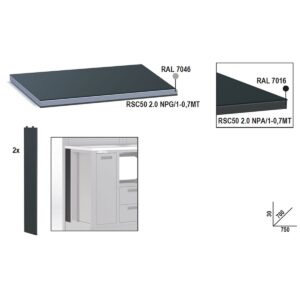 Blat roboczy o długości 0,75 m, z blachy, do stołu warsztatowego systemu RSC50 2.0 BetaRSC50 - RSC50 2.0 NPA/1-0,7MT