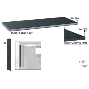 Blat roboczy o długości 1,5 m, z blachy, do stołu warsztatowego systemu RSC50 2.0 BetaRSC50 - RSC50 2.0 NPA/2-1,5MT