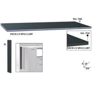 Blat roboczy o długości 2,2 m, z blachy, do stołu warsztatowego systemu RSC50 2.0 BetaRSC50 - RSC50 2.0 NPA/2-2,2MT