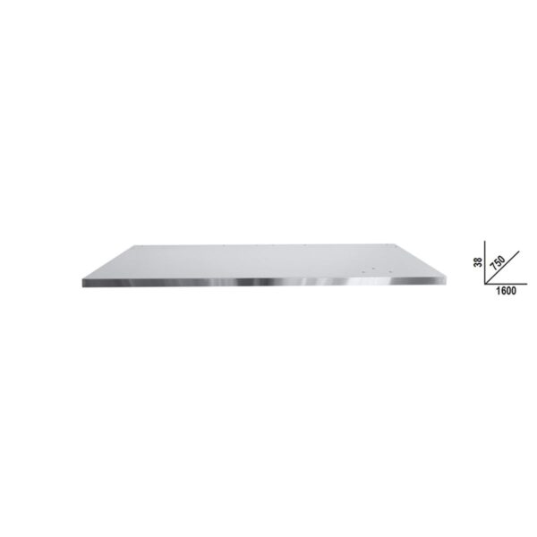 Blat roboczy (1600x750 mm) z płyty MDF pokrytej stalą nierdzewną, do modułowych stołów warsztatowych C58BC Beta - C58PLT-X 1,6