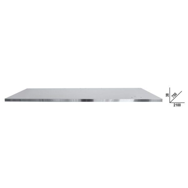 Blat roboczy (2100x750 mm) z płyty MDF pokrytej stalą nierdzewną, do modułowych stołów warsztatowych C58BC Beta - C58PLT-X 2,1