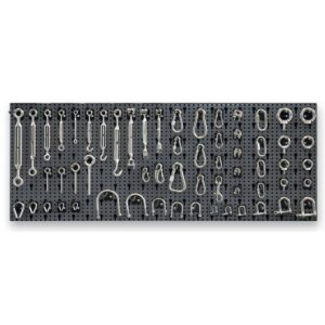 Zestaw 348 akcesoriów ze stali nierdzewnej do lin stalowych, z elementami mocującymi, bez panelu SHOPinShop - 8600 R/412