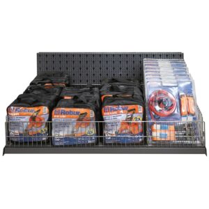 Zestaw 24 akcesoriów do lin stalowych, z półką, przegrodami siatkowymi i hakami ekspozycyjnymi, bez panelu SHOPinShop - 8600 R/602