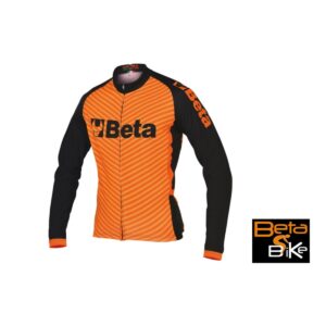 Bluza kolarska zapinana na zamek, oddychający materiał, wewnętrzna strona z siateczki, trzy tylne kieszonki, silikonowy ściągacz u dołu bluzy BETACollection - 9542G S