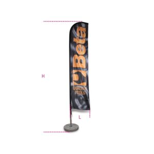 Flaga, 4x0,75 m, z metalowym, chromowanym masztem, podstawa z betonu żwirowego, 50 cm BETACollection - 9561V