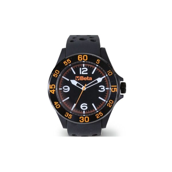 Zegarek analogowy, koperta z tworzywa sztucznego o miękkiej powierzchni, bezel z metalu, wodoszczelny do 3 atm, pasek silikonowy BETACollection - 9593W