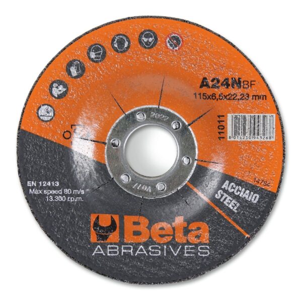 Tarcze do szlifowania stali, z obniżonym środkiem BetaABRASIVES - 11011 115X6,5