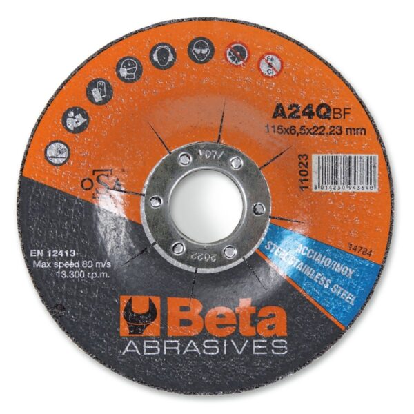 Tarcze do szlifowania stali i stali nierdzewnej, z obniżonym środkiem BetaABRASIVES - 11023 115X6,5