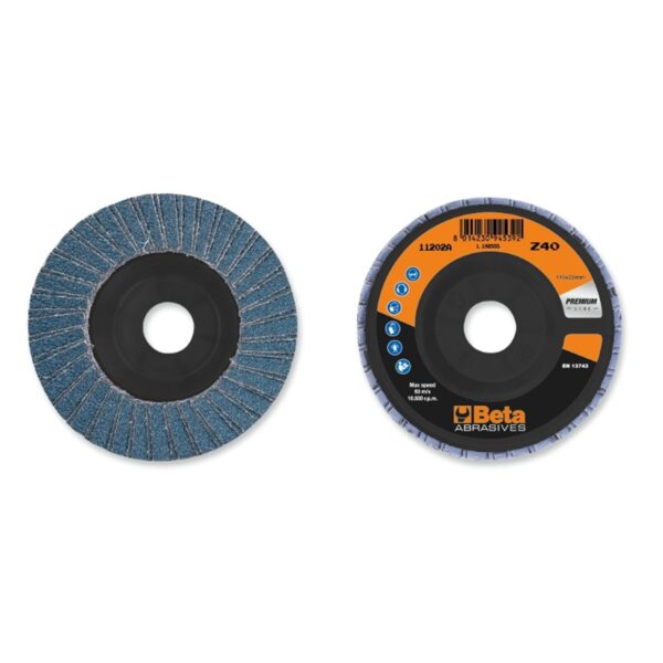 Ściernice listkowe, ziarno cyrkonowe na podłożu z płótna, podkład z tworzywa sztucznego, z podwójnymi listkami BetaABRASIVES - 11202A 40