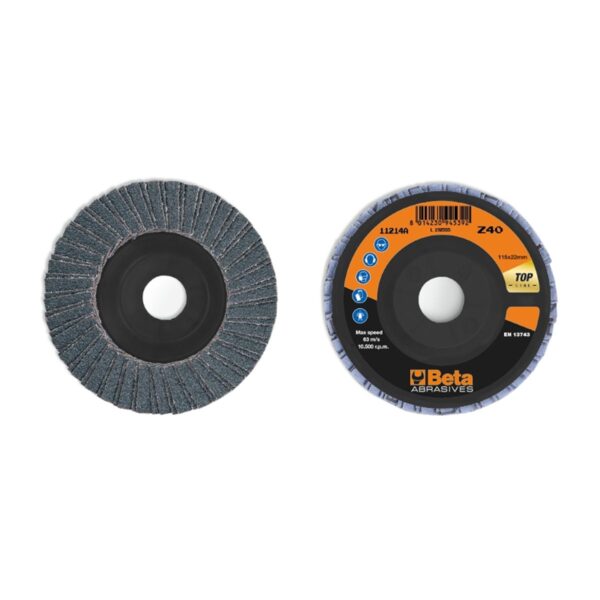 Ściernice listkowe, ziarno cyrkonowe na podłożu z płótna, podkład z tworzywa sztucznego, z podwójnymi listkami BetaABRASIVES - 11214A 40
