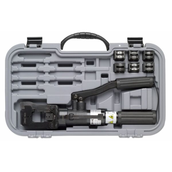 Hydrauliczna praska ręczna w kasecie, 50 kN, matryce do końcówek nieizolowanych 10-150 mm2, matryce do końcówek typu C 16-35 mm2