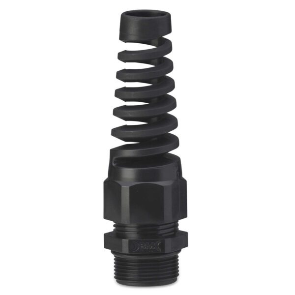 DŁAWIK KABLOWY IP68 ZE SPIRALNĄ OSŁONĄ PRZEWODU, GWINT M 25X1,5, CZARNY RAL 9005, Z USZCZELKĄ, OPAKOWANIE 10 SZTUK MODEL BM4925SN