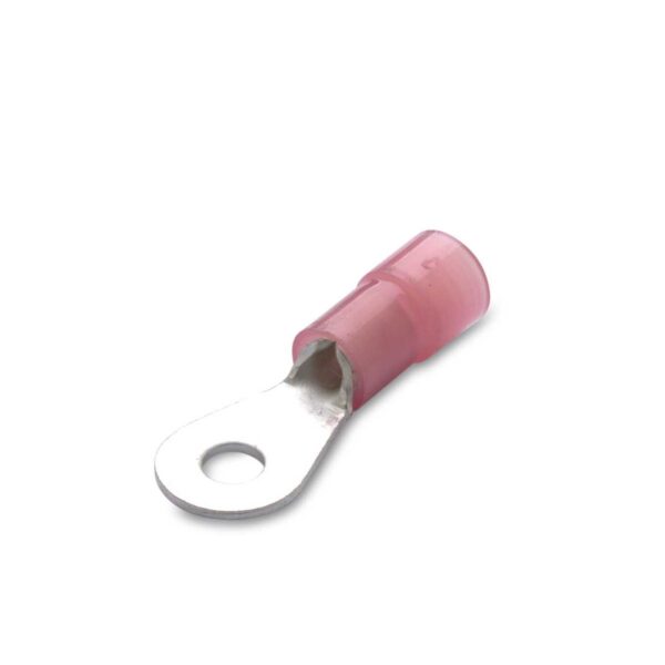 KOŃCÓWKA OCZKOWA MIEDZIANA CYNOWANA IZOLOWANA, 1,5/8, NYLON 105DEGC, ZAKRES 0,25-1,5 MM2, CZERWONA, OPAKOWANIE 100 SZTUK MODEL BM80137