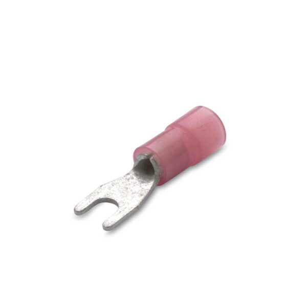 KOŃCÓWKA KABLOWA IZOLOWANA WIDEŁKOWA, 1,5/5, NYLON 105DEGC, CZERWONA, ZAKRES 0,25-1,5 MM2, OPAKOWANIE 100 SZTUK MODEL BM80126